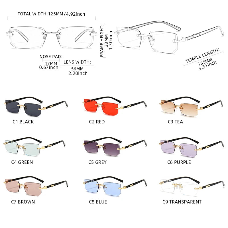 Lunettes de soleil sans bords pour hommes et femmes