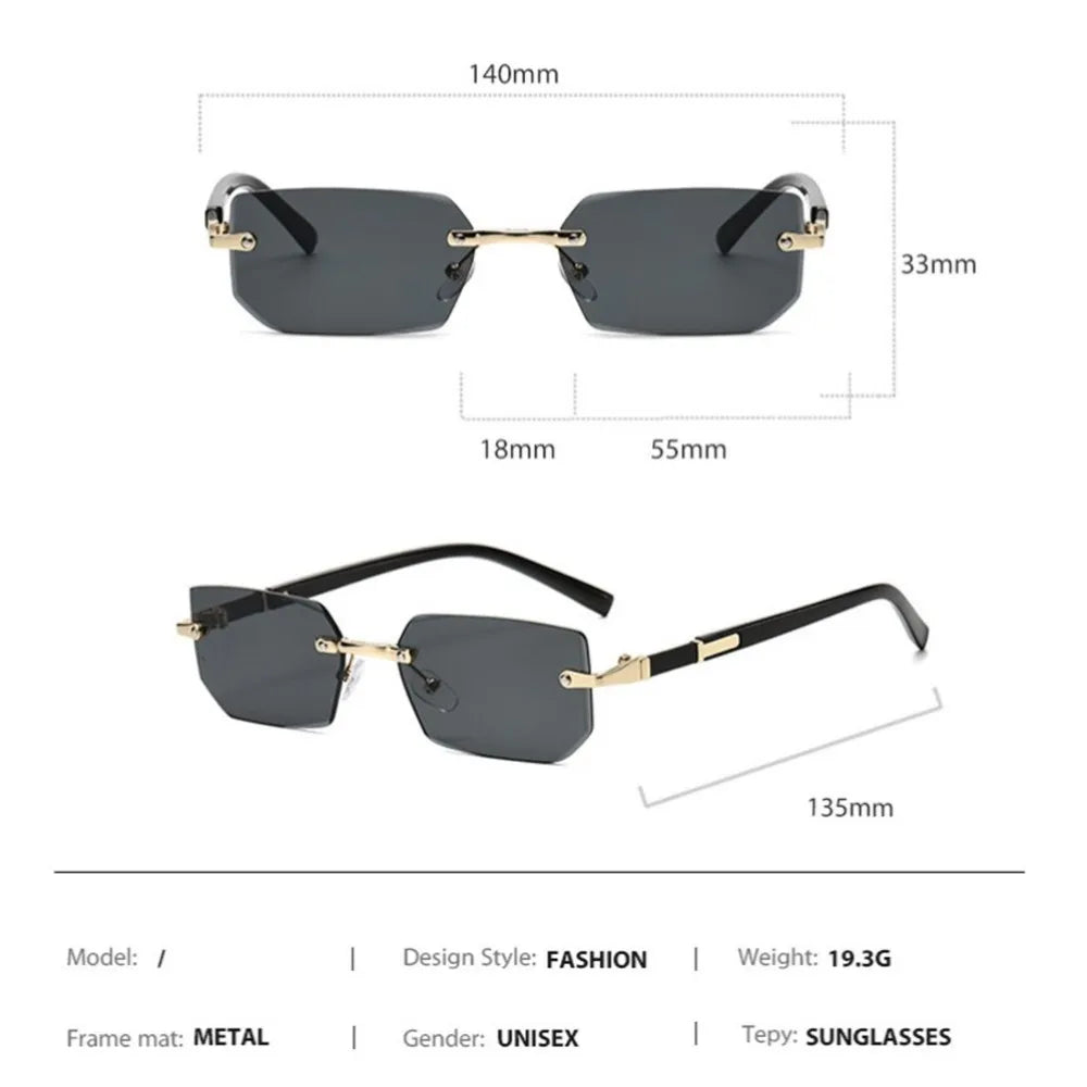 Lunettes de soleil rectangulaires sans monture